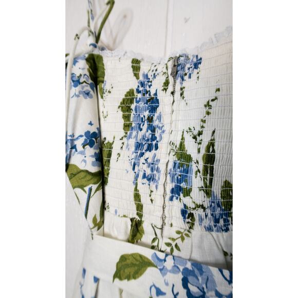 REFORMATION 'Keiryn' Linen Maxi Dress in Riviera Blue White Print US 12 NWT $278 - Picture 13 of 16